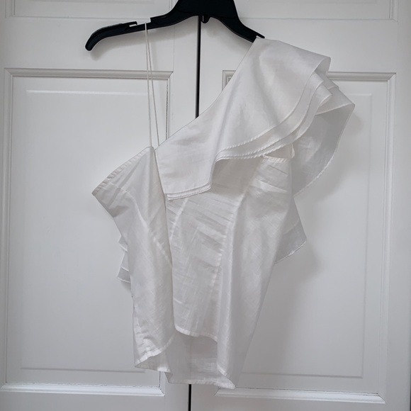 Designers Remix White Ruffled One Shoulder Top - Picture 13 of 16
